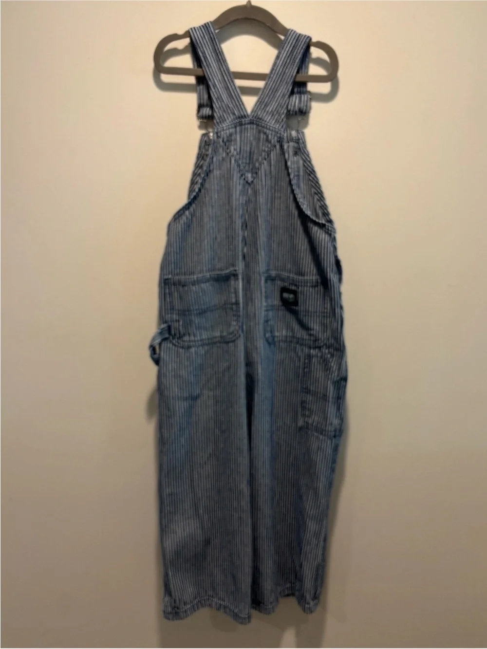 KEY Kids Blue Stripe Denim Overalls | Size 6